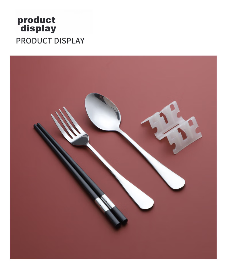 Shihua Stainless Steel Spoon Fork And Alloy Chopsticks Set, Adult Student Travel Portable Cutlery Box Four-Piece Set 10