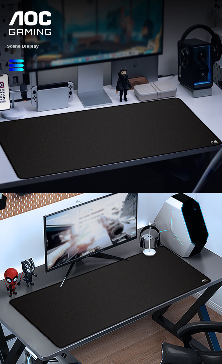 AOC Professional Gaming Mouse Pad, Extra Large Size 900*400*4mm, Thickened with Locked Edges, Grid Fiber Surface, for Keyboard And Computer Desk Use, G10XL/93 Black 8