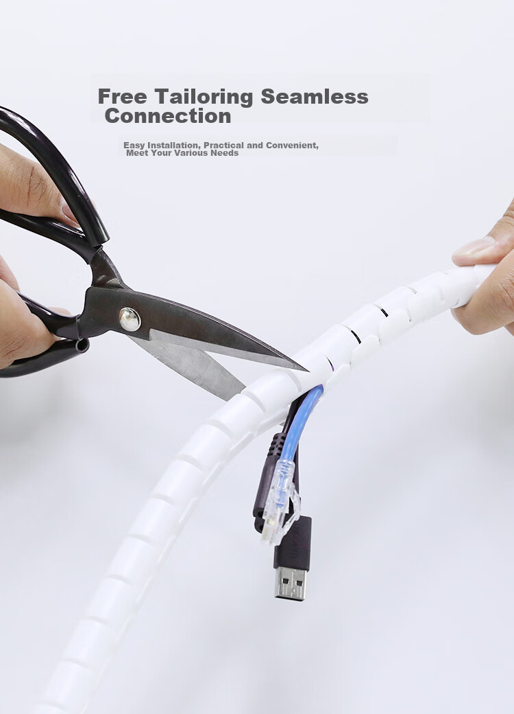 HAILE Cable Management Tube, 1.6 Meters Long, 22mm Diameter, Wire Organizer, Cable Protector for Computers And Cars, Power Cord Organizer, White LX-22 7