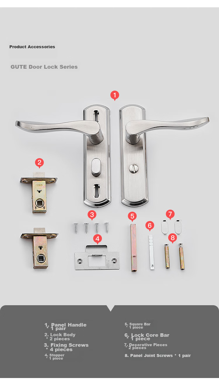 GUTE Bathroom Door Lock, Interior Bedroom Door Lock, Keyless Toilet Bathroom Washroom Door Lock, Brushed Finish, Universal Model 12