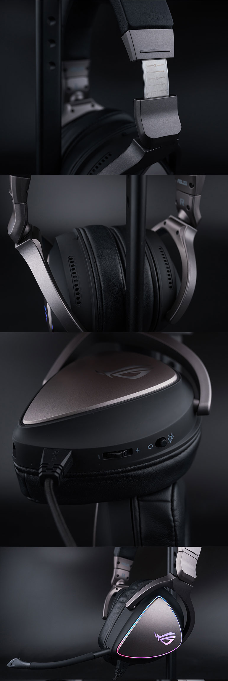 ROG Spherical Gaming Headset Over-Ear Headphones with 7.1 Surround Sound, Wired No-Lag USB/Type-C Switch Headphones, AI Noise-Cancelling Microphone, Compatible with Tri-Band Actio 32