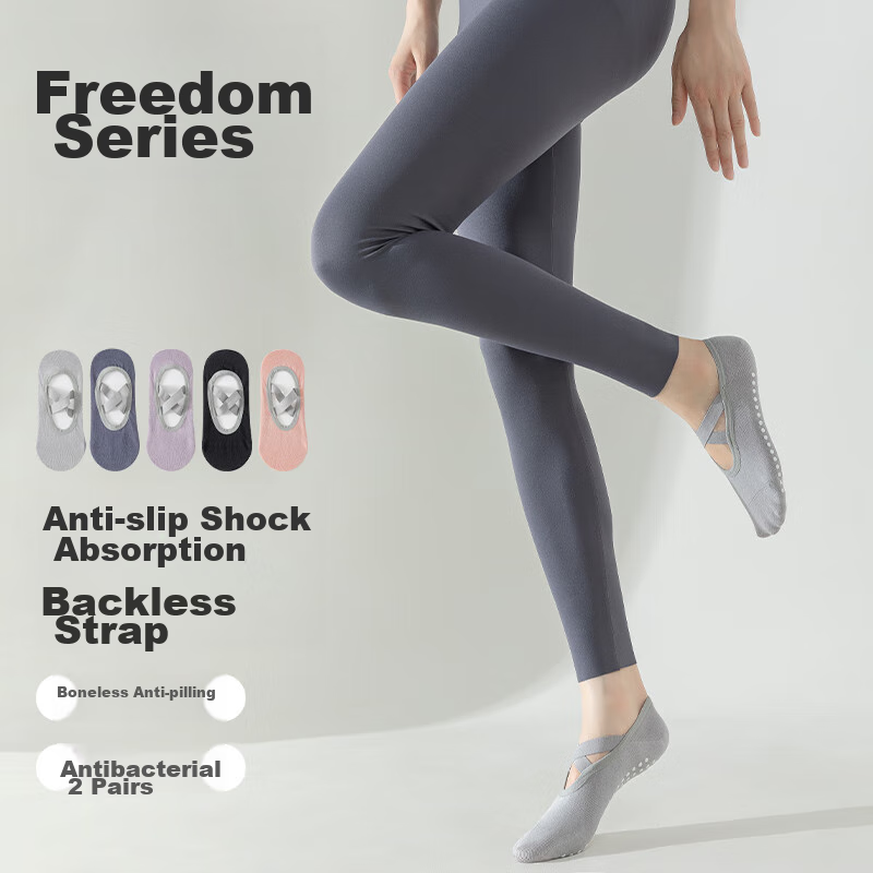 Ziyouxi Yoga Socks for Women, Spring And Summer, Non-Slip, Shock-Absorbing, Seamless, Anti-Pilling, Short, for Pilates, Dance, Fitness, Sports, Boat Socks