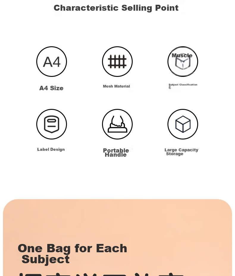 Deli School Supplies Mesh Zipper Pouches, File Folders for First Grade Elementary And Middle School Students, Subject Classification Bags, English Language Arts 5-Pack 3
