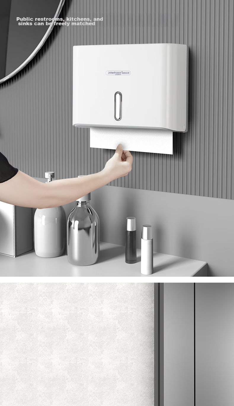 Interhasa! Wall-Mounted Toilet Paper Holder, Bathroom Tissue Dispenser, Washroom And Kitchen Paper Towel Box, No Drilling Required E6007 9