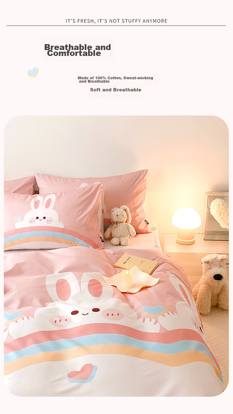 Dohia Pure Cotton Duvet Cover, Single Piece, Double Bed Linen for All Seasons, Pure Cotton Quilt Cover And Duvet Insert, for 1.5-Meter Bed, 203*229cm 7