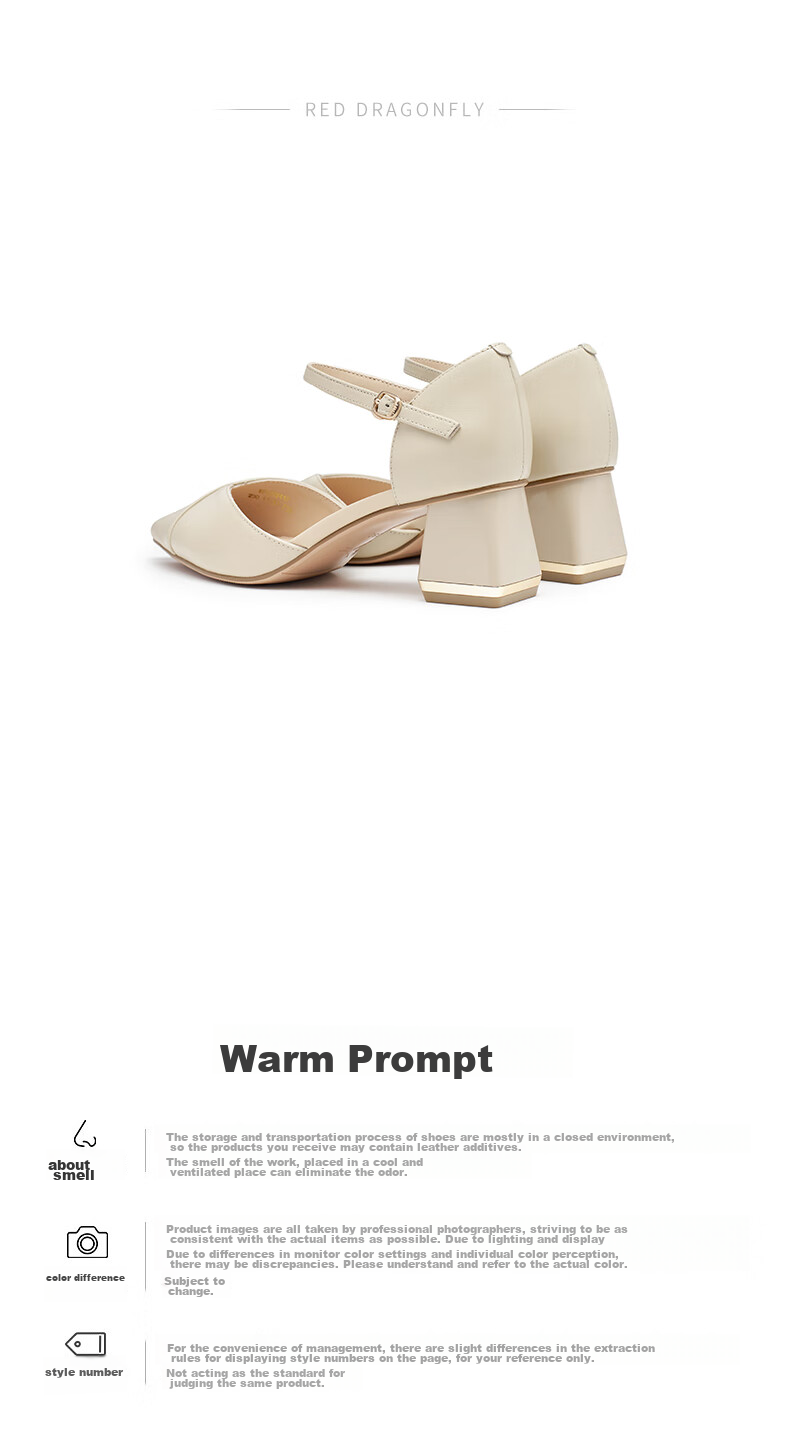 RED DRAGONFLY Pointed High Heels, Shallow Mouth Single-Strap Slingback Women's Shoes, Comfortable Pumps WFV23241 Beige 39 9