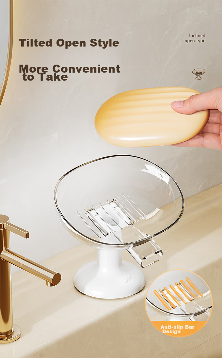 Taili Suction Cup Soap Dish with Drainage, No Drilling Required, Bathroom TPE Material Strong Adhesion Storage Holder 7