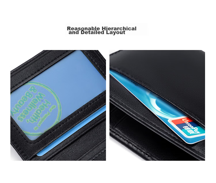 GOLF Top-Grain Leather Card Holder for Men with Multiple Card Slots, Bank Card Holder, Slim Leather Case for Cards, Vertical Style Small Wallet 9