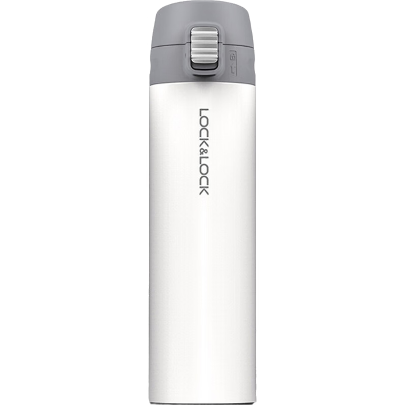 LOCK&LOCK Colorful Spring Lid Insulated Cup, 304 Stainless Steel, Business Portable Water Bottle for Men And Women, 390ML White