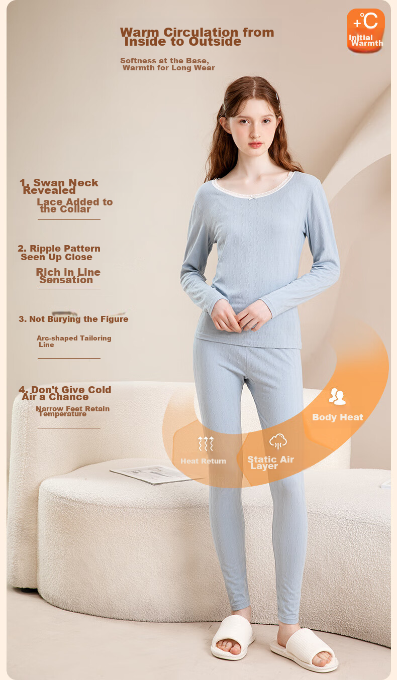 Fenteng Women's Thermal Underwear Set [Moisturizing Plant Coconut Oil] 10A Antibacterial 2025 New Autumn Long Johns Set 5
