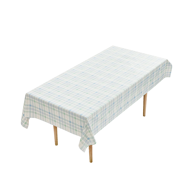 MEIWA Waterproof And Oil-Resistant Rectangular Tablecloth, Imported Fresh PVC Table Cover, Plaid Blue, 130*180cm