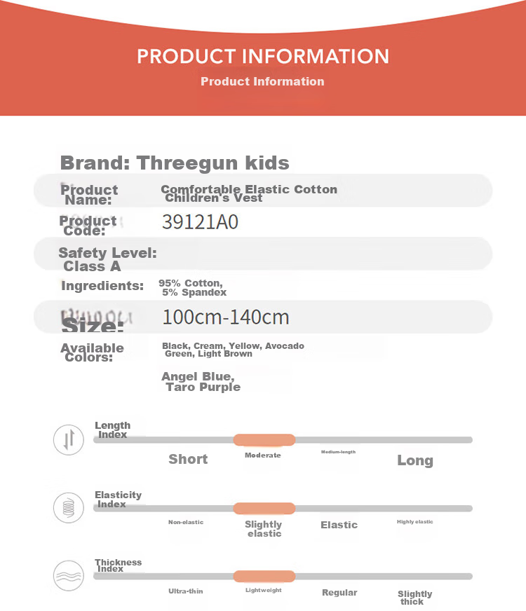 THREEGUN Class A Comfortable Elastic Cotton Vest for Boys And Girls, Children's Outdoor Wear 39121A0 Black 130 10