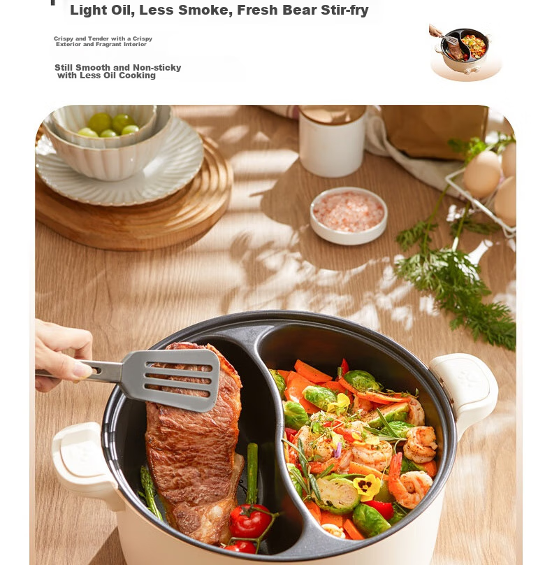 Modong [Douyin Popular Trend] Dual-Sided Electric Hot Pot Heating Pot for Home Multi-Purpose Cooking, 6L Non-Stick Pot with Independent Temperature Control for Each Side MD-HGE06 15