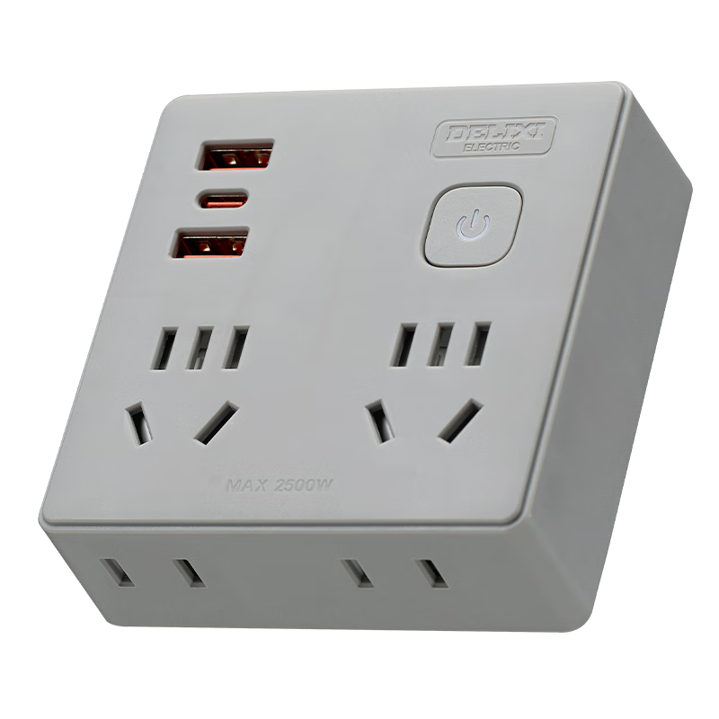 DELIXI 20W PD Fast Charging 86-Type Socket Adapter/Converter Plug/USB+Type-C Socket Extension/Multi-Port/Power Strip/Wireless Gray Master Switch