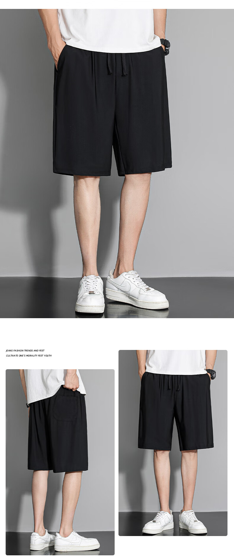 ROMON Ice Silk Casual Men's Shorts Cool Loose Stretch Youth Summer Versatile Knee-Length Pants 701 16