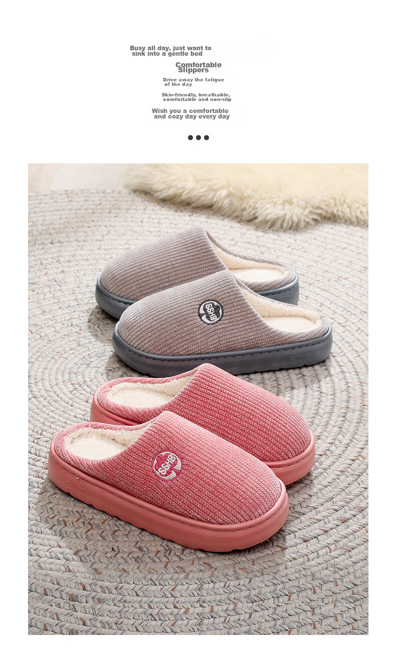 GUOLUOFEI Spring And Autumn Thick-Soled Slippers for Men And Women, Indoor Home Cotton Slippers, Gray, Size 42-43 2