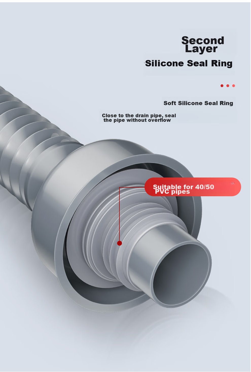 CVBAB Sink Drain Pipe, Washbasin Anti-Odor Drain Pipe, Anti-Odor Sealing Ring Drainage Pipe, Drainage Flexible Hose CV386 5