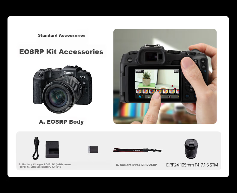 Canon [Official Flagship] RP Mirrorless Camera, Travel Portrait Landscape Photography, Vlog Live Streaming 4K Video Shooting, Entry-Level Full-Frame Mirrorless RP, 24-105mm Kit 27