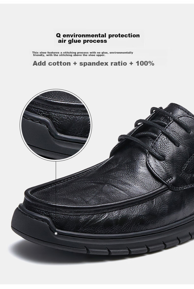 CAMEL Retro Distressed Cowhide, Wear-Resistant Soft Sole, Large Toe Casual Business Leather Shoes for Men, G13S201051, Black, Size 38 10