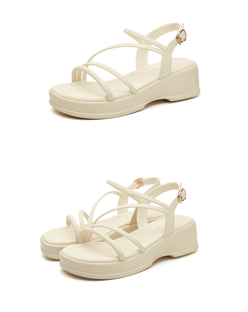 DAPHNE Fairy-Style Platform Sandals for Women, Wedge Beach Shoes with Ankle Strap Roman Sandals 4623303090 Black Size 36 20