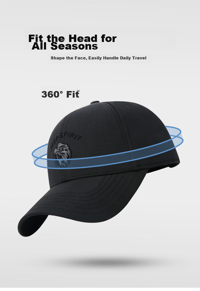 JEEP Baseball Cap for Men, Fashionable All-Season Style, Unisex Duck Tongue Hat with Embroidered Design A0033 5