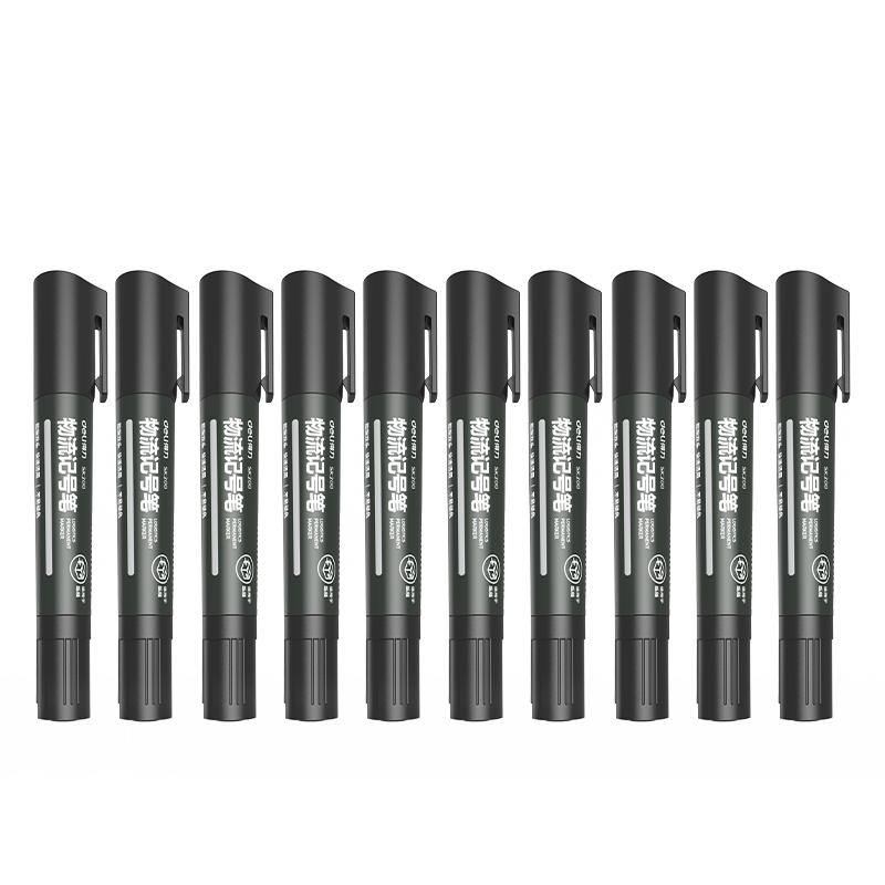 Deli Double-Ended Thick Marker Pen for Express Delivery And Logistics, Office Stationery, Conference Marker, 2.5/1.5mm, Black, 10 Pcs/box, SK200