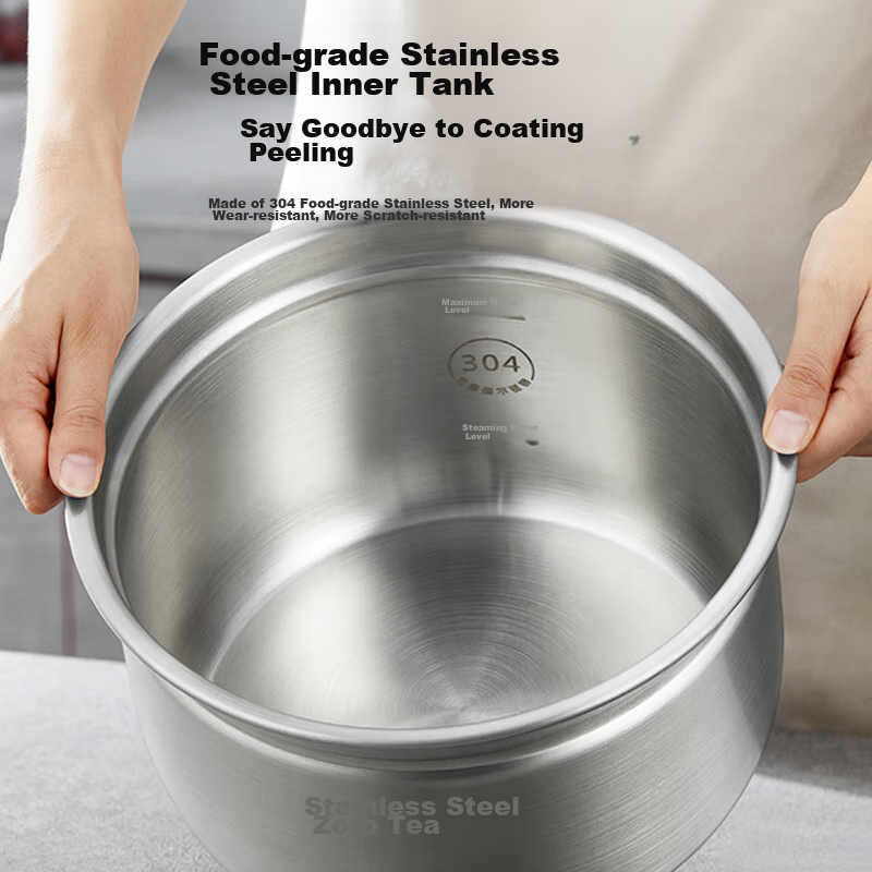 Midea Electric Pressure Cooker, 5L Stainless Steel Inner Pot without Coating, Household High-Pressure Cooker, Multifunctional Smart Lid with Timer, Steam And Boil Separately, Less Salt for Better Flavor, MY-C540G