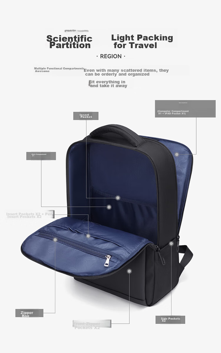 GOLF Laptop Backpack, 15.6-Inch Notebook Bag for Men, Business Travel Bag, Huawei Apple Handheld Computer Bag 9