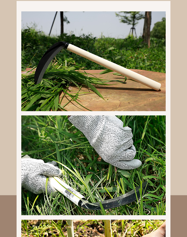 农用除草工具锰钢镰刀割草刀农具玉米收割割草长柄大镰刀50钢镰刀锯齿