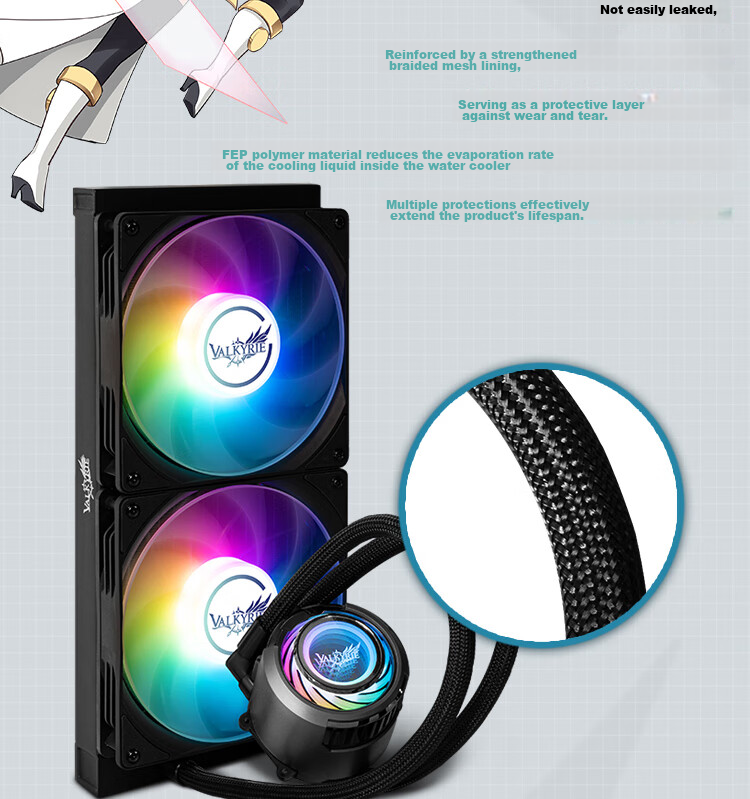 VALKYRIE C280-RGB VK All-In CPU Water Cooler, Compatible with LGA1700 AM5, ARGB Lighting Effects, Metal Fasteners 6
