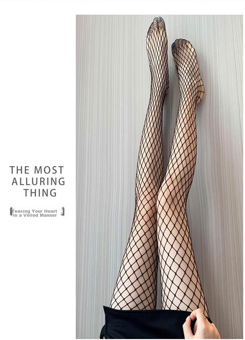 LangSha Black Silk Fishnet Stockings, Spring And Summer Black Silk Stockings for Women, Ultra-Thin Summer Ins Trendy Hollow-Out Tights, Small Mesh Pantyhose 7