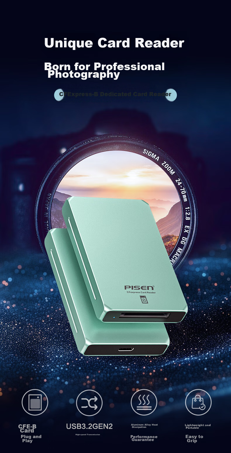 Pisen USB3.2 Card Reader, CFe And B-Card Reader, 10Gbps Transfer Speed, Type B Card Reader, Compatible with Apple IPhone 15/16, Tianxue, Canon, Nikon Camera Storage Cards 1
