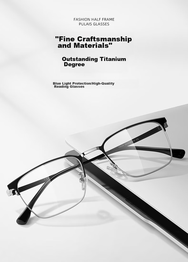 CAPONI Japanese Imported Photochromic Reading Glasses for Men, Smart Zoom Ultra-Light Semi-Rimless High-Definition Anti-Blue Light Pure Titanium Bifocal 4