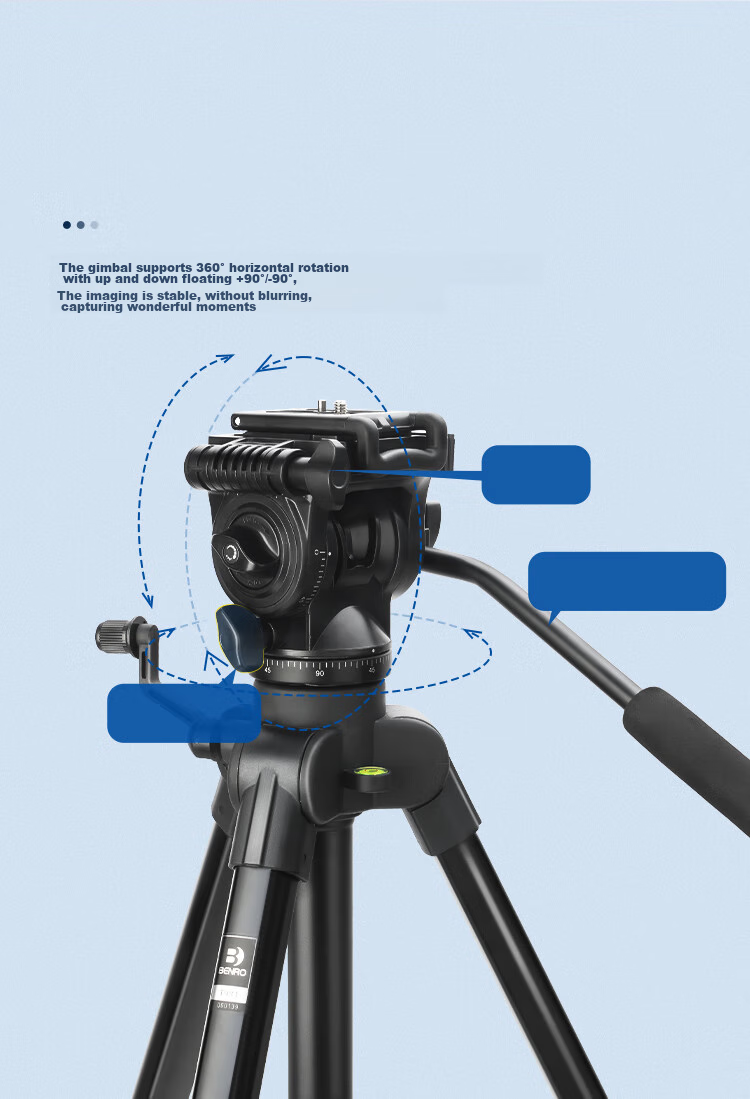 Benro T981 Portable Mirrorless DSLR Camera Grip, Vertical Shooting 3D Gimbal, Video Interview Live Streaming Photography Camera Equipment, Temperature Measurement Device, Phone Clamp, Hydraulic Tripod 5