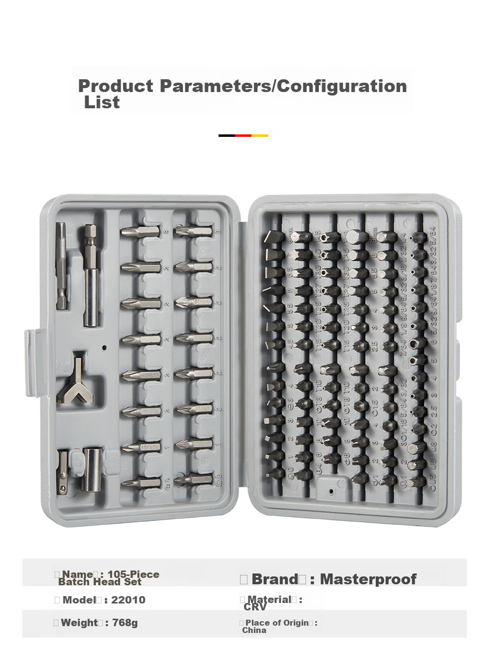 MASTERPROOF Electric Screwdriver, 6.35mm Screwdriver Bit Set, Hexagon, Torx, Special-Shaped Ratchet Wrench, Electric Screwdriver Bit, Short 9