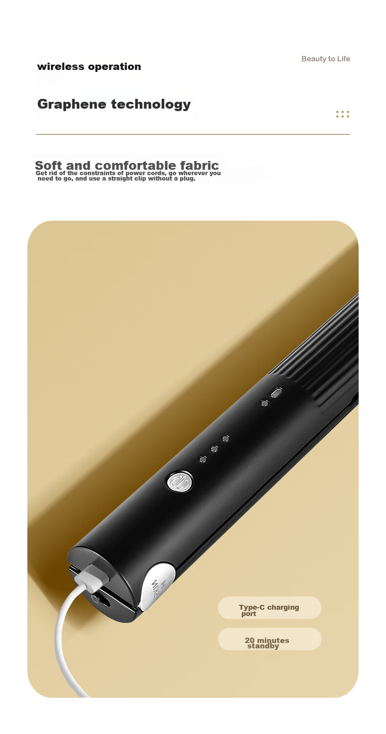 Jindao Straight Hair Iron, Wireless Charging Clip, Curling Iron, High Crown Curl And Straight Dual-Use, for Men And Women, Small Ironing Board, Straight Hair Electric Iron, KD386 White Portable, National Day Gift, Birthday Present 9