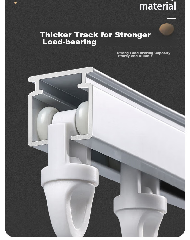 Ali Curtain Track, No Measurement Required, Aluminum Alloy Extendable Sliding Track with Hooks, Curtain Accessories, 1.55 Meters to 2.9 Meters, Side Mounting 7