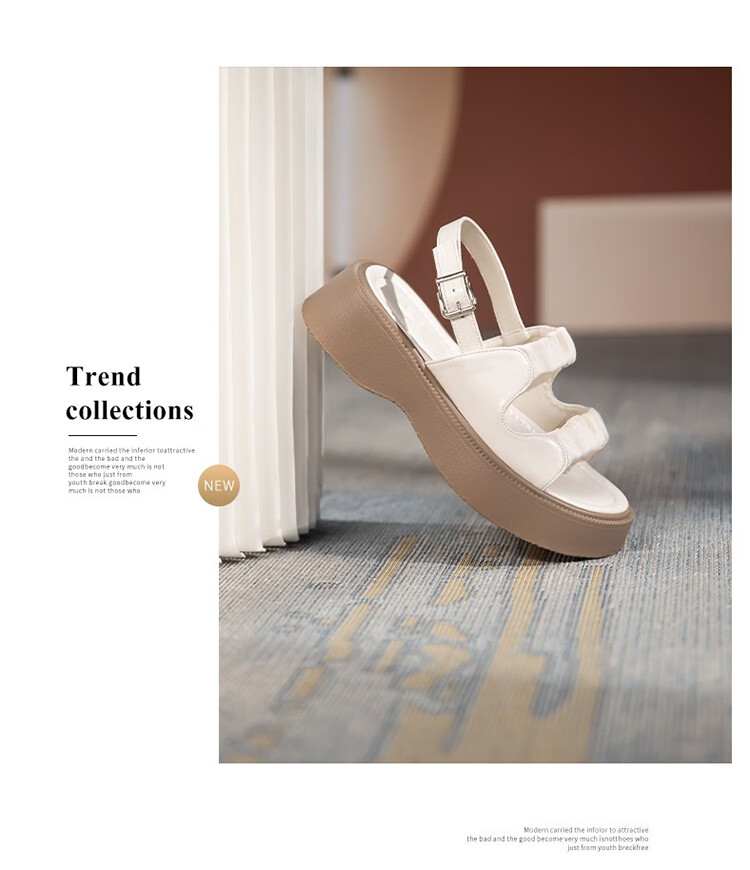 ZHR Roman Sandals for Women, Summer Height-Increasing Slippers, Outdoor Wear, Single-Strap Women's Shoes, 2026 New Style JF10T, Beige, Size 36 10