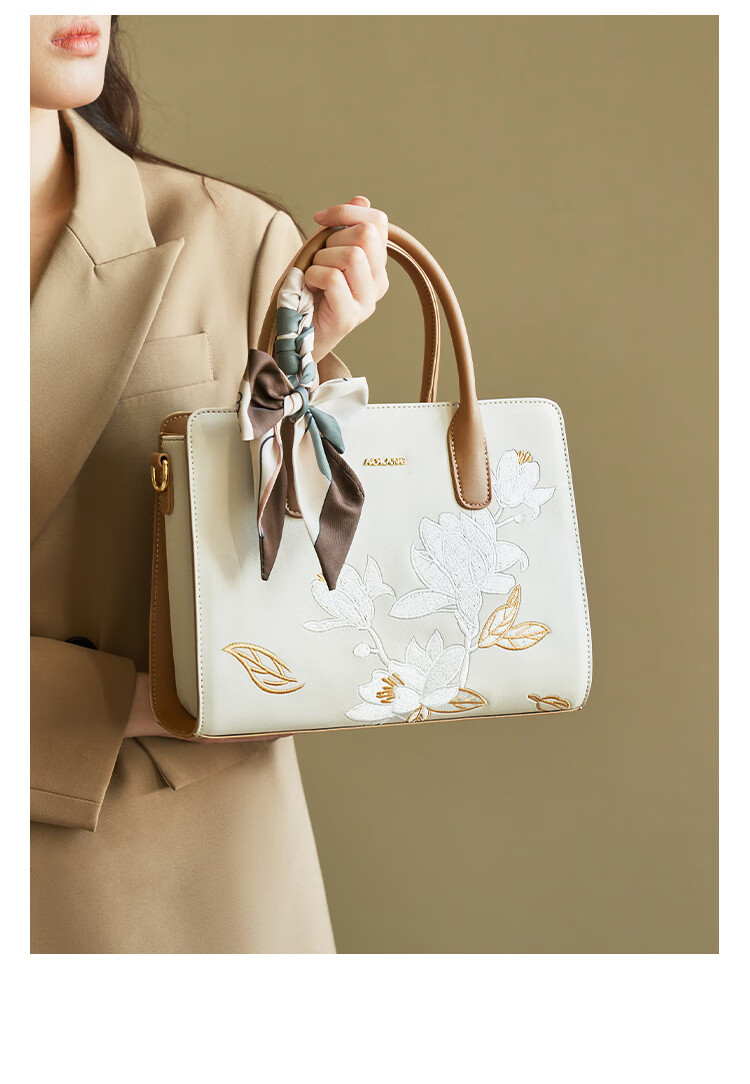 Aokang Women's Handbag, Trendy Cowhide Embroidered Tote Bag, Light Luxury Crossbody Shoulder Bag, Birthday Mother's Day Gift for Mom Or Wife 3