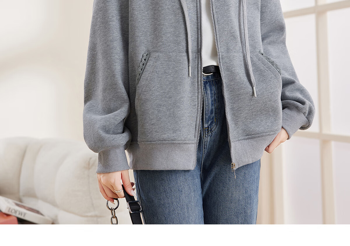Halo Queen Women's Sweatshirt Jacket with Fashionable Letter Print, Casual Comfortable Loose-Fitting Student Sweatshirt H13KF2141 53