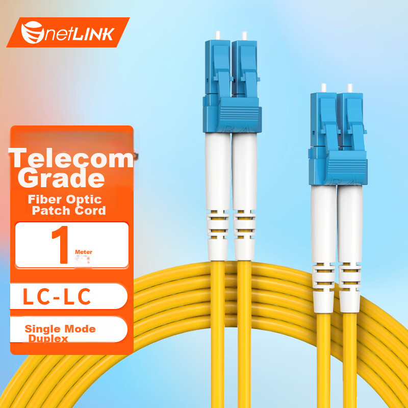NetLINK Telecom-Grade Fiber Optic Patch Cable LC-LC(UPC) Single-Mode Dual-Core 1 Meter 9/125 Eco-Friendly Indoor Fiber Optic Cable Transceiver Bidirectional Pigtail 1 Piece HTF-LC