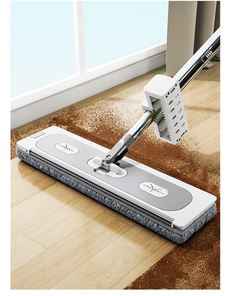Mayflower Flat Mop 42CM with 138CM Handle, 2 Cloths, Built-in Water Scraper, Hands-Free Wash, Dual Wet and Dry Use 16