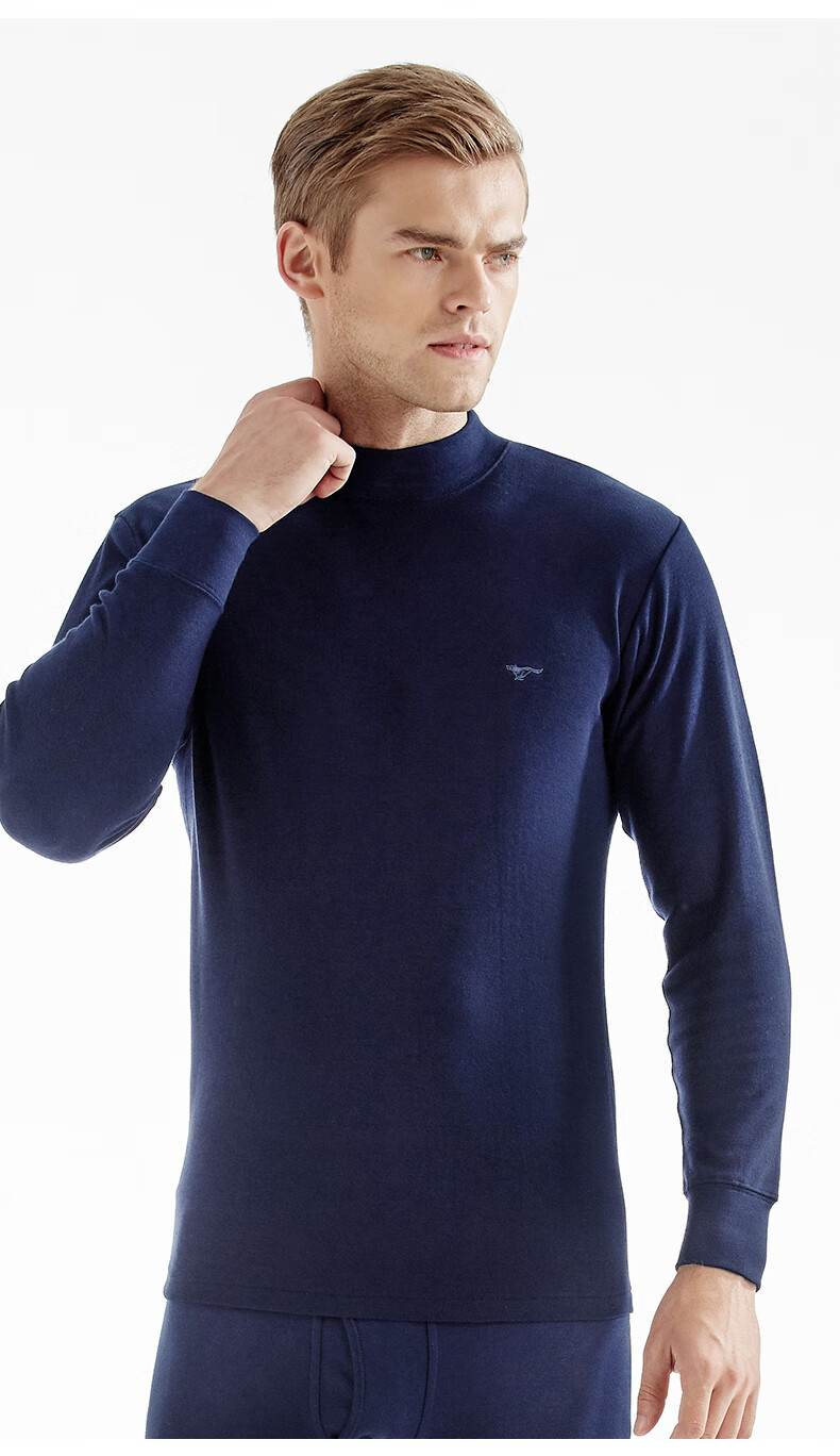 SEPTWOLVES [100% Cotton] Pure Cotton Autumn Undershirt for Men, Mid-High Collar Windproof Underwear, All-Cotton Thermal Base Layer Top 9