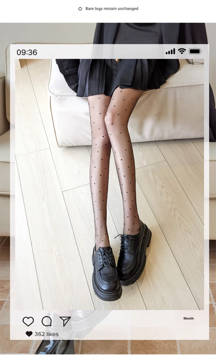 XUEXIMAN Sexy Stockings for Women, Black Silk, Sexy Polka Dots, 0D Ultra-Thin, Bare Leg Effect, Autumn Season, Pure Desire, Sexy Pantyhose 2