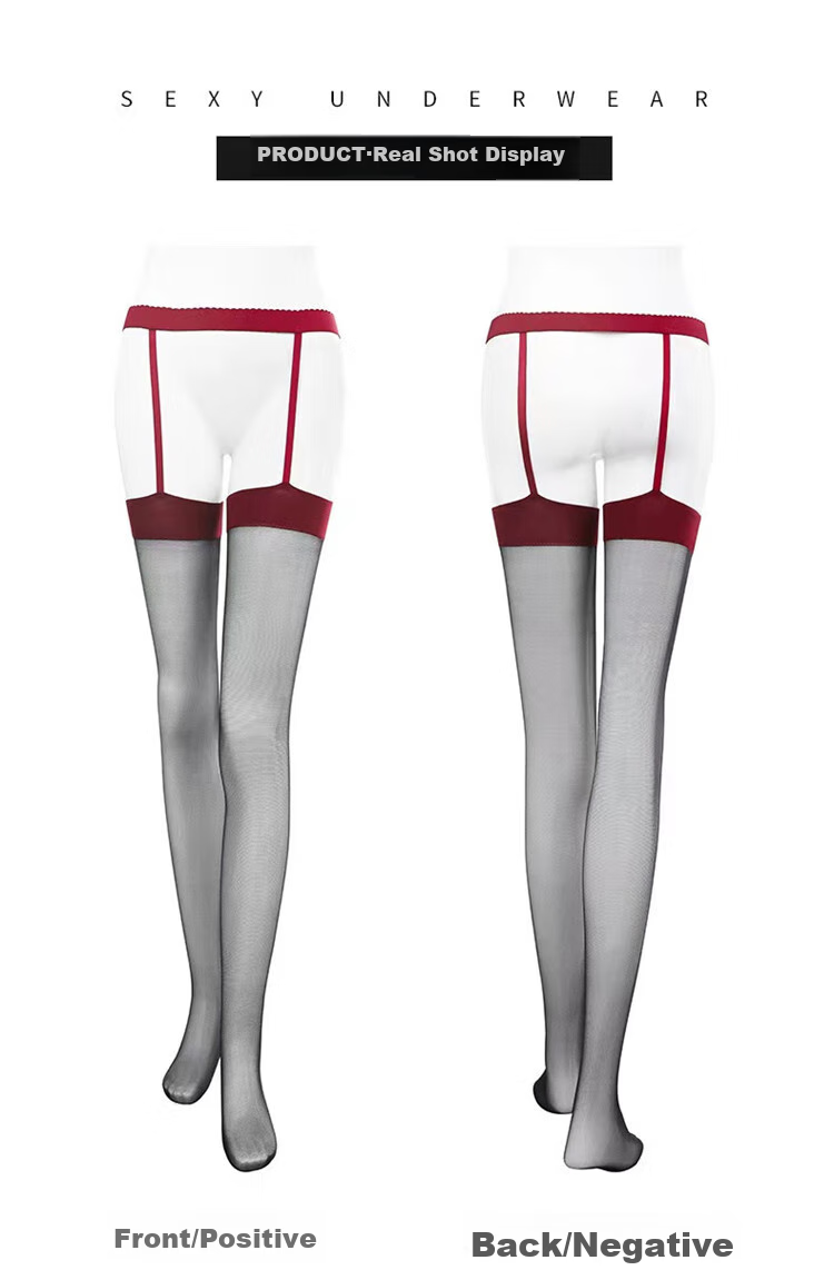 LangSha Sexy Black Thigh-High Stockings for Women, Elegant Over-Knee Socks, Leg-Flattering Internet Celebrity Black Silk Stockings with Black Straps 17