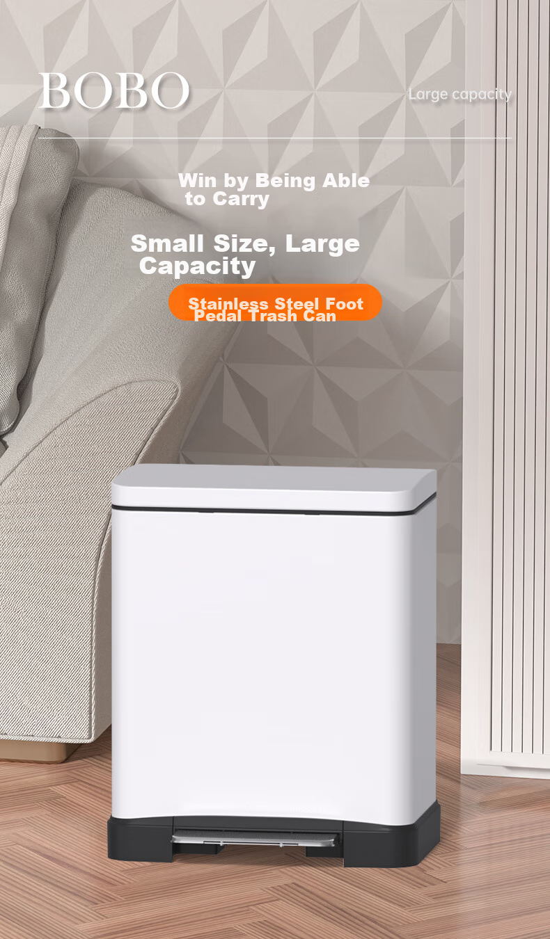BOBO Stainless Steel Kitchen Trash Can, 20L Titanium Gray Foot Pedal Trash Can with Lid, Large Size for Living Room And Home Use, Model 8858 1