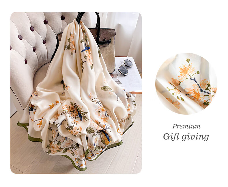 Hangsifu Silk Scarf for Women, Summer Gift Box, Shawl, Outer Wrap, Practical Birthday Present for Mom And Wife, Mid-Autumn Festival Gift 8