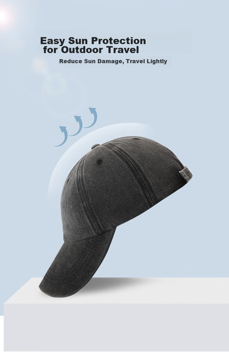 FitonTon Men's Baseball Cap Spring Summer Sun Protection Duckbill Hat Korean Fashion Large Head Circumference Wide Brim Outdoor Cap 4