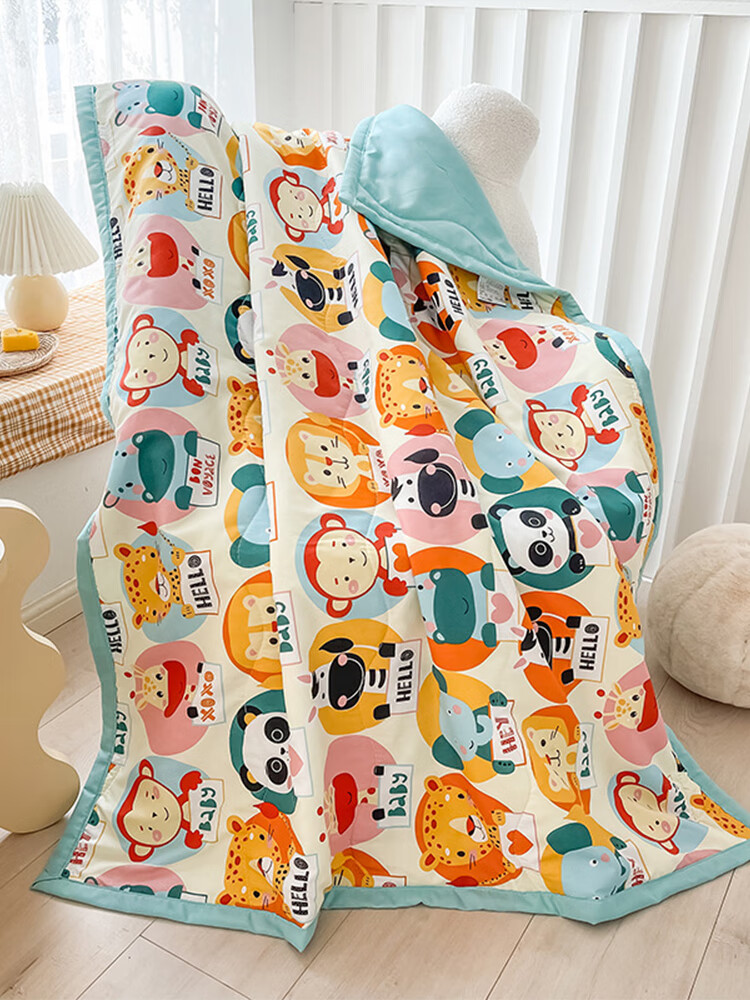 9I9 Baby Quilt, Air Conditioning Blanket, Summer Cool Quilt, Thin Spring Quilt, Kindergarten Nap Children's Comforter, Washable Cotton A63 Pink 9