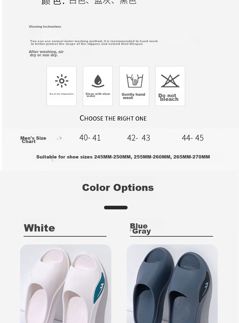 Huili Slippers for Men, Summer Outdoor Non-Slip Beach Shoes, Home Sports Sandals, HL0231 White, Size 42-43 4